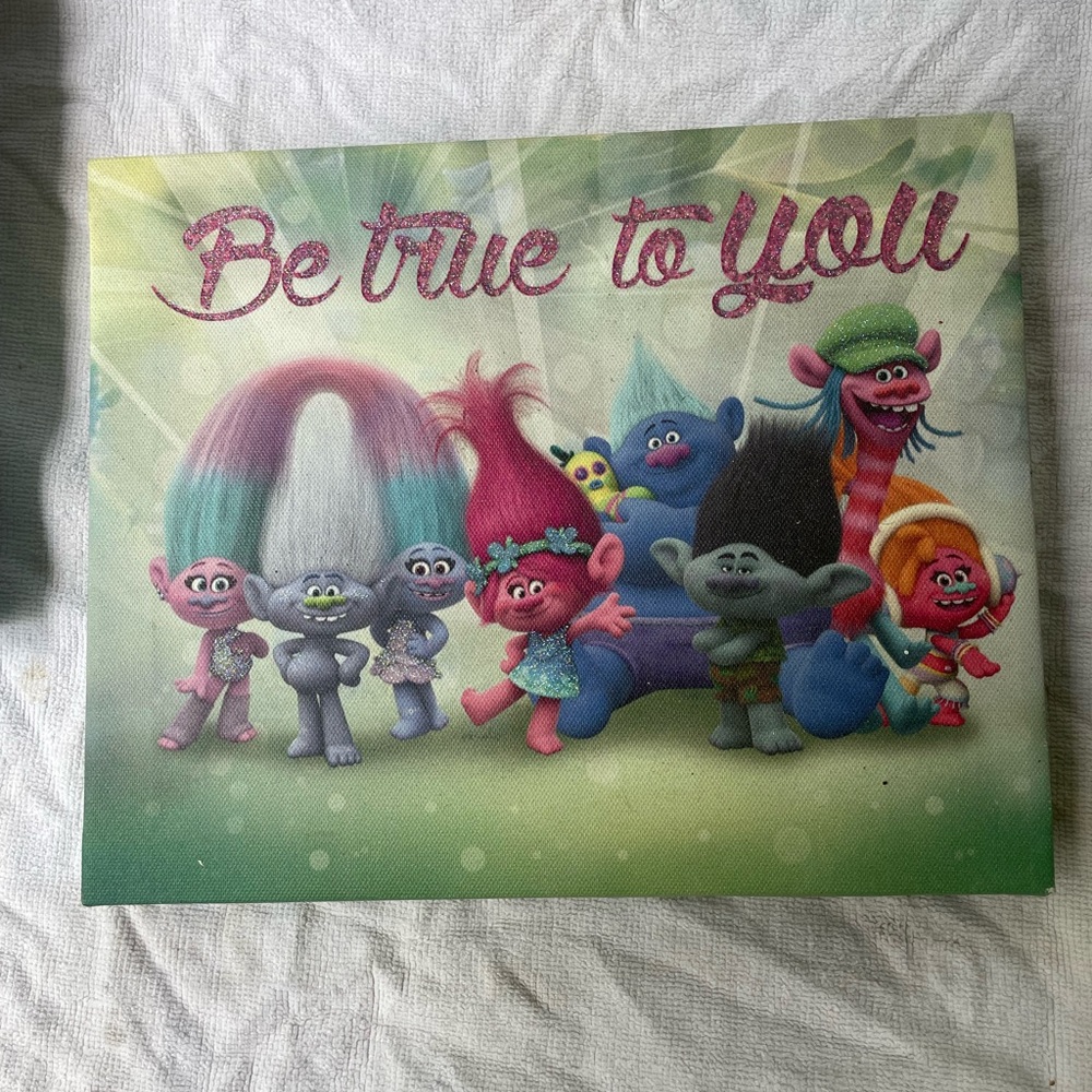 2 Trolls Canvas Art with Colorful Characters